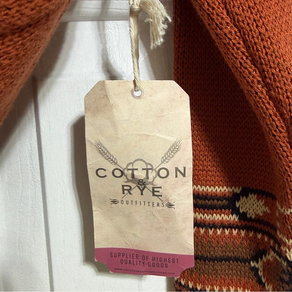 NWT Cotton Rye Vintage Horse Kids rust orange boy girl sweater cardigan XS 4 - Picture 5 of 7